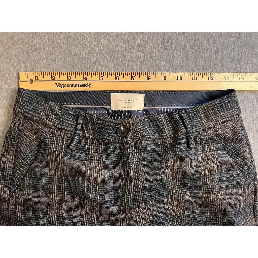 Via Masini 80 Womens Textured Check Pants Brown Bronze Thread Size 6 WOOL - Picture 5 of 10